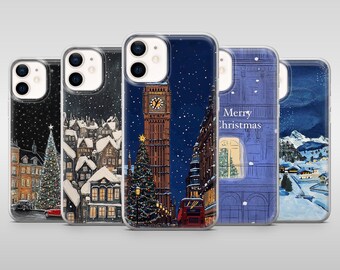Retro Christmas Phone Case Aesthetic Winter Cover for iPhone 18Pro, 17, 16, 15, 14, 13, Samsung S26, S25, S24, S23, A16, A26 A56 Pixel 11 10