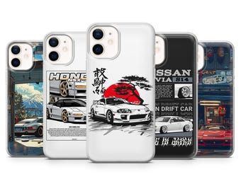Car Phone Case JDM Cars Cover for iPhone 16E, Pro, 15, 14, 13, 12, Samsung S25, S23FE, S24FE, A16, Pixel 9Pro, 8A