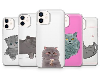 British Shorthair Phone Case Cute Cat Cat for iPhone 18Pro, 17 16, 15, 14, 13, Samsung S26, S25, S24, S23, A16, A26, A56, Pixel 11, 10