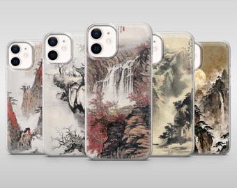 Custodia per telefono con paesaggio giapponese e montagne giapponesi per iPhone 18 Pro, 17, 16, 15, 14, 13, Samsung S26, S25, S24, S23, A16, A26, A56, Pixel 11, 10