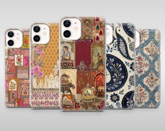 Capa para celular com temática hindu e Mughal para iPhone 18 Pro, 17, 16, 15, 14, 13, Samsung S26, S25, S24, S23, A16, A26, A56, Pixel 11, 10.