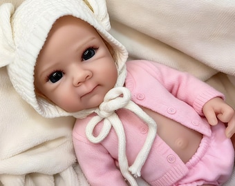 Ready To Ship Silicone Doll Full Body Reborn Baby Preemie 12" 2.3lbs open mouth Realistic Lifelike Bathtub Baby Christmas Gift