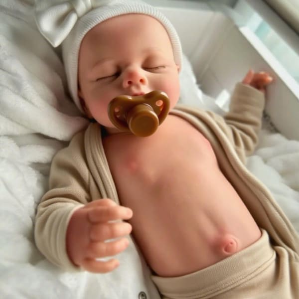 Silicone Dolls Girl, Full-Body Silicone, Take Pacifier, 6 lbs., 18", Rooted Eyelashes, Wet System