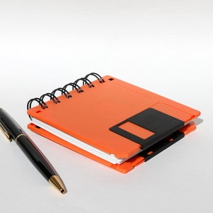 Floppy Disk Notebook Geek Book Recycled Computer Diskette Multi Color Orange