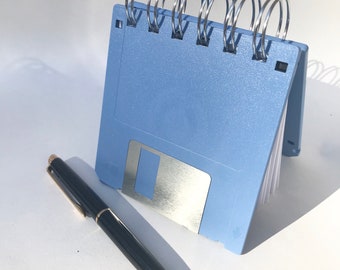 Geek Book - Floppy Disk Notebook - Cornflower Periwinkle Color  Recycled Computer Diskette -  Blue