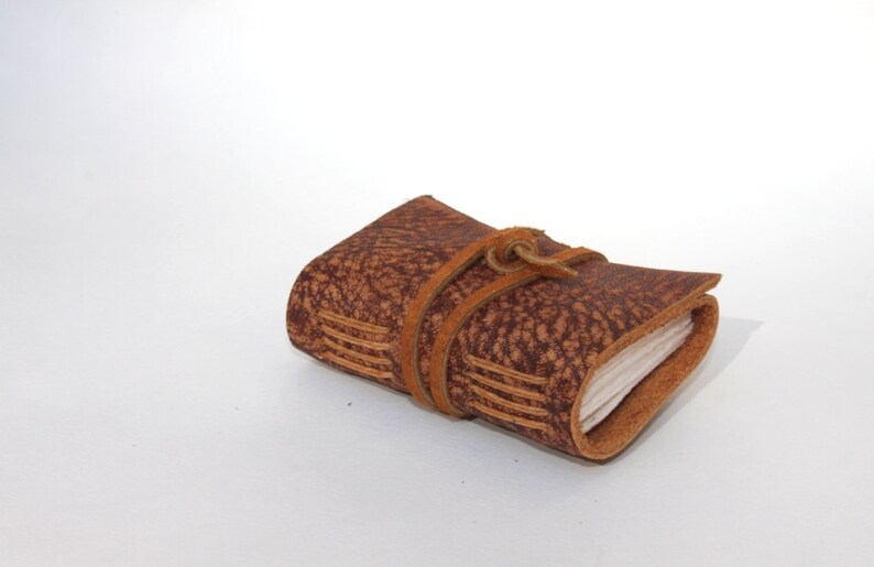 Wee Mini Notebook Handmade Animal Print Leather Stocking Stuffer image 2