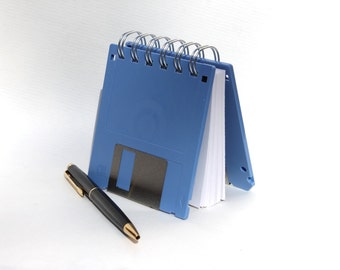 Geek Book - Floppy Disk Notebook - Recycled Computer Diskette -  Blue