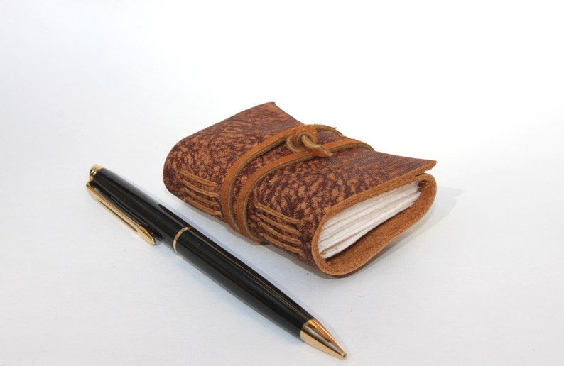 Wee Mini Notebook Handmade Animal Print Leather Stocking Stuffer image 3