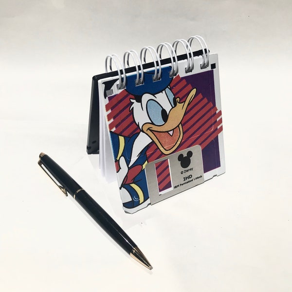 Donald Duck Geek Book - Floppy Disk Notebook Nerd Gift Recycled Upcycled Computer Geek Gift -