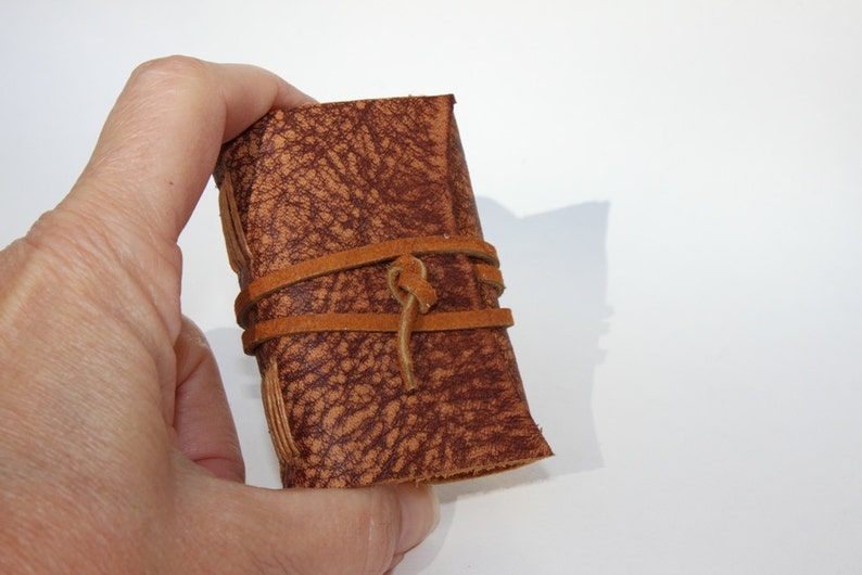 Wee Mini Notebook Handmade Animal Print Leather Stocking Stuffer image 1