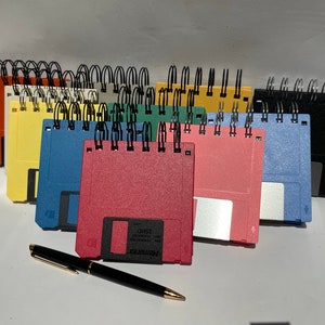 Floppy Disk Notebook Geek Book Recycled Computer Diskette Multi Color Red