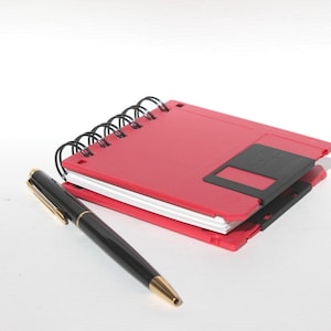 Computer Floppy Disk Notepad Journal Nerd Geek Tech Gift Internet Notepad Recycled Computer Diskette Red Multi Color image 1