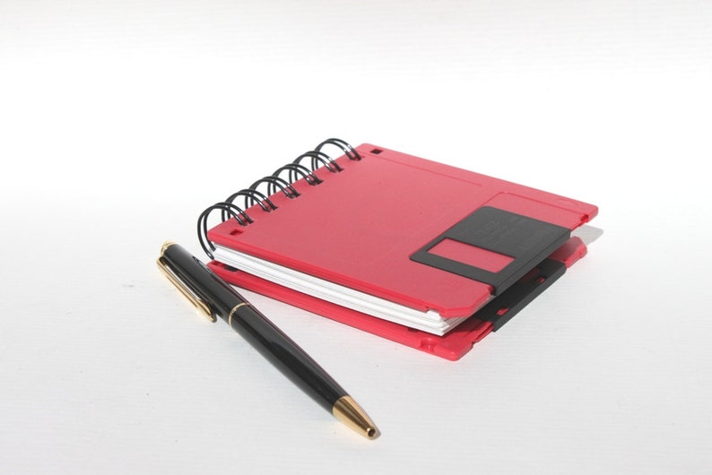 Computer Floppy Disk Notepad Journal Nerd Geek Tech Gift Internet Notepad Recycled Computer Diskette Red Multi Color image 1