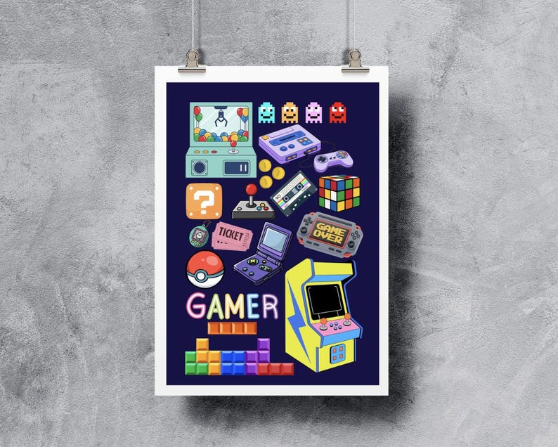 Printable Retro Gamer Poster - Wall Decor for Your Gaming Space - Etsy