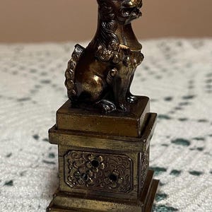 Vintage Brass Foo Dog Incense Burner