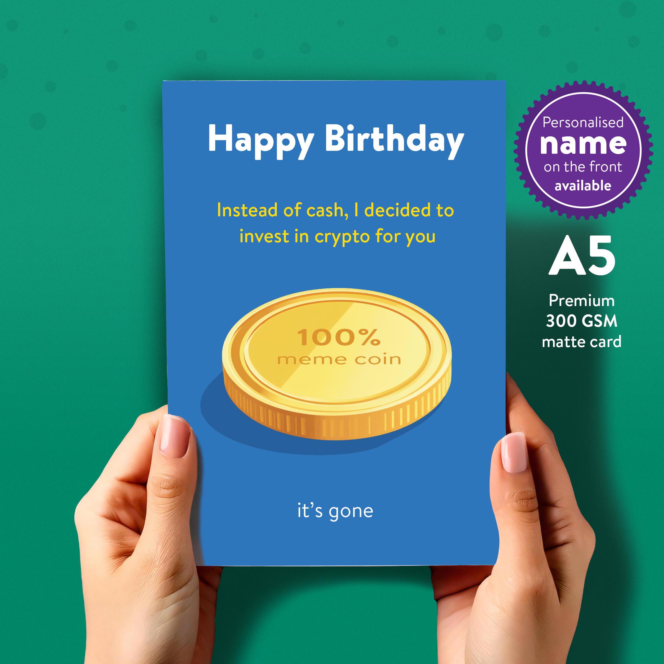 Funny Crypto Birthday Card: Meme Coin Investment. Personalisable Option  Available - Etsy UK