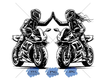 Biker Couple SVG Motocross PNG, Motorcycle Couple Png Image Biker Couple Clipart Sublimation Design Bike Couple Silhouette Motorbike Designs