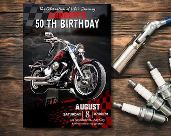 Editable Motorcycle Birthday Invitation, Motorbike Party Invite, Boys Men Birthday Invitation, Vintage Motorcycle, Riding, Instant Download