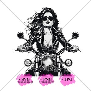 Biker Girl SVG PNG, Motorcycle Girl Image, Biker Women Clipart, Sublimation Design, Biker Girl Silhouette, Motorbike Design, Motocross Png