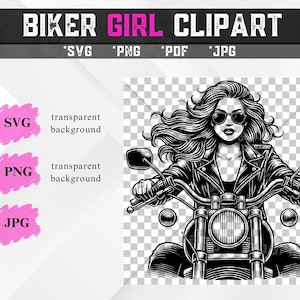 Biker Girl SVG PNG, Motorcycle Girl Image, Biker Women Clipart, Sublimation Design, Biker Girl Silhouette, Motorbike Design, Motocross Png