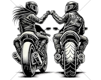 Biker Couple SVG Motocross PNG, Motorcycle Couple Png Image Biker Couple Clipart Sublimation Design Bike Couple Silhouette Motorbike Designs