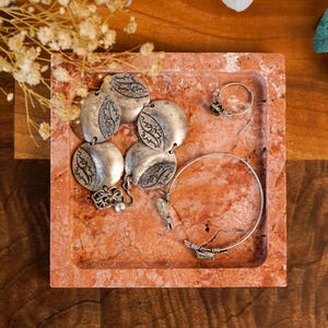 Square Travertine Tray Natural Stone Catchall for Jewelry, Candles & Home Decor