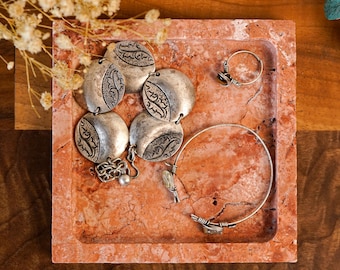Square Travertine Tray Natural Stone Catchall for Jewelry, Candles & Home Decor
