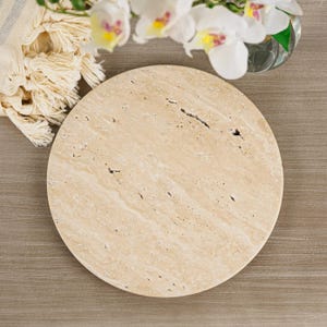 Travertine Tray Round Decorative Serving Tray Natural Stone Tray Home Decor Housewarming Gift