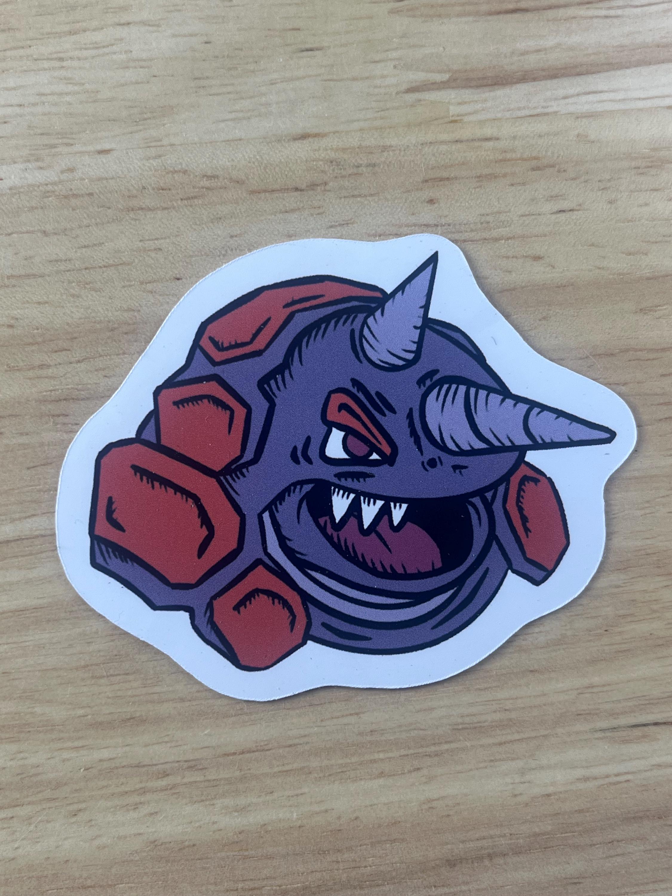Pokemon Rhyperior Keychain Rhyperior Sticker - Hand Drawn Pokemon Gen 4 Art - 2.5in X 2in - Water ...