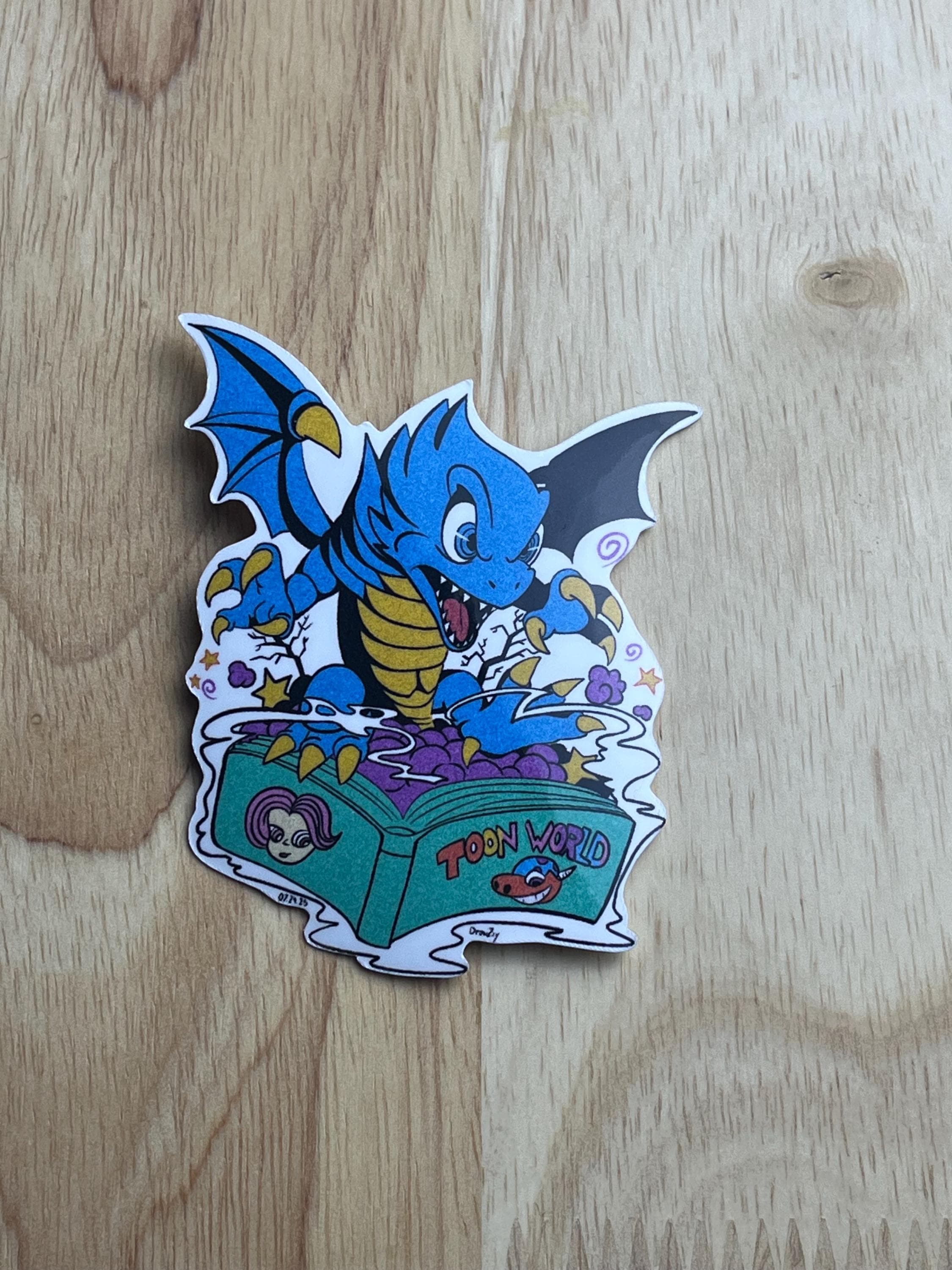 Blue Eyes Toon Dragon Sticker - Hand Drawn Yu-gi-oh Inspired Art