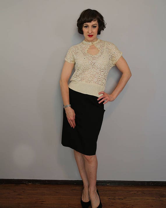 1950s rhinestone blouse