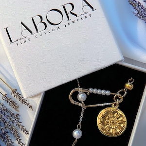 Gold Coin Necklace for Women Handmade Gold Jewelry, Gold Medallion, Gold Pendant Necklace, Gift for Her