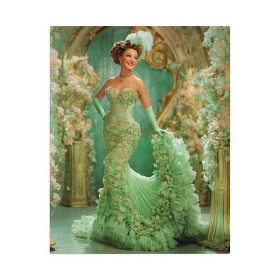 Lady Crme De La Menthe Jigsaw Puzzle  Vintage Broadway Showgirl in Mint  Gown - Etsy