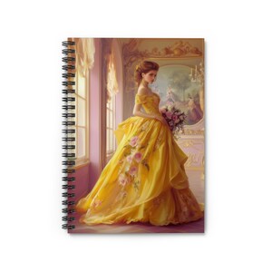 Yvette in Yellow Victorian Lady Spiral Ruled Line 6&quot; x 8&quot; Notebook/Journal, Elegant and Chic Gift for Bridgerton Regency Era Lovers