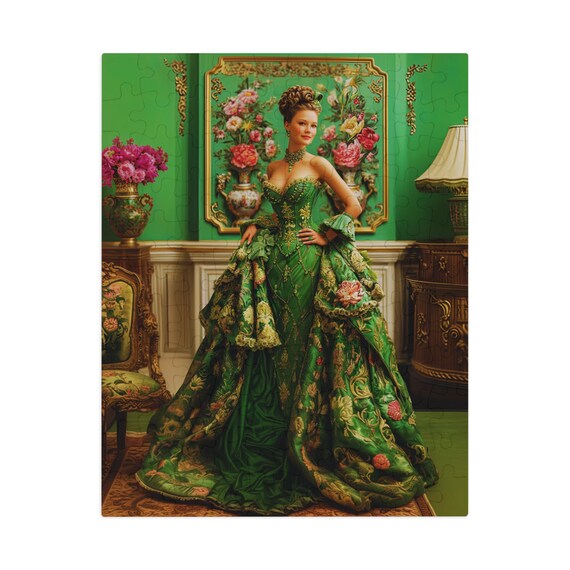 Lady Lana Jigsaw Puzzle in Tin  Rococo Woman in Green Ballgown - Etsy