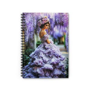 Lady Wisteria Spiral Notebook/Journal 6&quot; x 8&quot; Ruled Line Paper, Elegant Chic Bridgerton-inspired Gift for Victorian and Regency Era Lovers