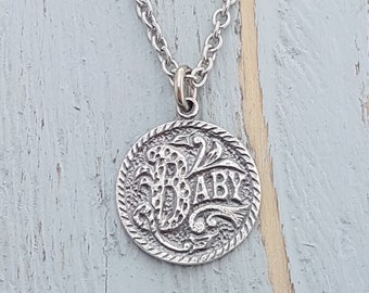 Baby Sterling Silver Love Token Necklace Love Token Coin Necklace Mothers Day Necklace Gwen Delicious Baby Gift for New Mom Jewelry Gift Mom