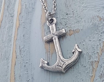 Anchor Necklace, Silver Anchor Jewelry, Gift for Sailor, Jewelry for Boat Lover, Jewelry for Ocean, Nautical Necklace, Boat Necklace