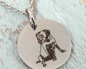 Personalisierte Haustier-Porträt-Halskette - Individuell gravierter Edelstahlanhänger, Hund-Katze-Gedenkschmuck, Haustier-Verlust-Andenken