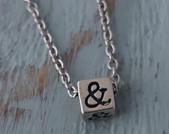 Silver Ampersand Necklace, Sterling Silver Ampersand Jewelry, Ampersand Charm, Typography Necklace, Gift for Book Love Graphic Designer Gift