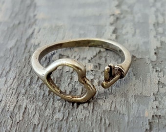 Argent coeur Bague réglable, cadeau pour elle, tous les jours bague, anneau Simple, Minimal, bagues réglables, anneaux en argent