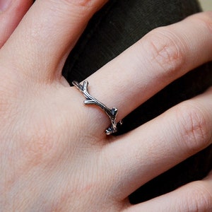 Twig Wrap Ring in Solid Hand Cast 925 Sterling Silver Woodland Jewelry Gift for Nature Lover image 1