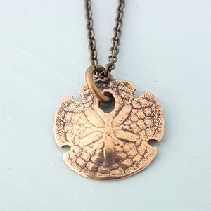 Tiny Gold Sand Dollar Necklace,  Bronze Sand Dollar Necklace - Ocean Creature Jewlery, Gift for Ocean Lovers, Beach Jewelry Gold Beach Charm