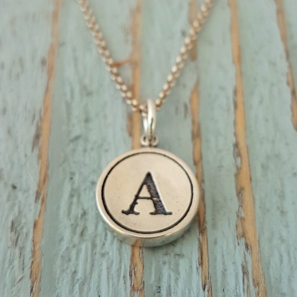 Personalized Initial Gift - Silver Typewriter Key Charm Pendant Necklace Letter Pendant, Letter Charm Necklace - All Letters Available