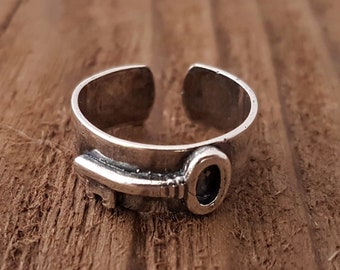 Adjustable Silver Key Ring, Skeleton Key Ring, Simple Key Ring, Modern Key Ring, Victorian Ring Gold Ring