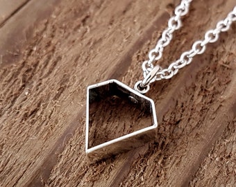 Silver Diamond Necklace, Modern Diamond Jewelry, Unique Simple Necklace, Whimsical Necklace, Jewelry for Fun, Geometric Necklace