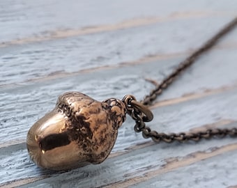 Acorn Necklace - Gold - Acorn Charm - Acorn Jewelry - Real Acorn Pendant - Natural Necklace - Woodland Jewelry - Bronze Acorn - Handmade
