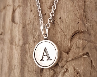 Silver Letter A Necklace, Initial A Charm, Letter A Pendant, A Jewelry, Necklace with Letter Pendant, Custom Engraved Letter Necklace