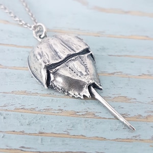 Horseshoe Crab Necklace Solid 925 Sterling Silver Horseshoe Crab Pendant Beach Jewelry Nature Necklace image 1