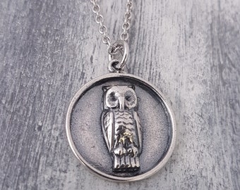 Silver Owl Necklace, Personalized Owl Jewelry, Personalized Owl Necklace, Silver Bird Necklace, Bird Jewelry, Gift for Bird Lover